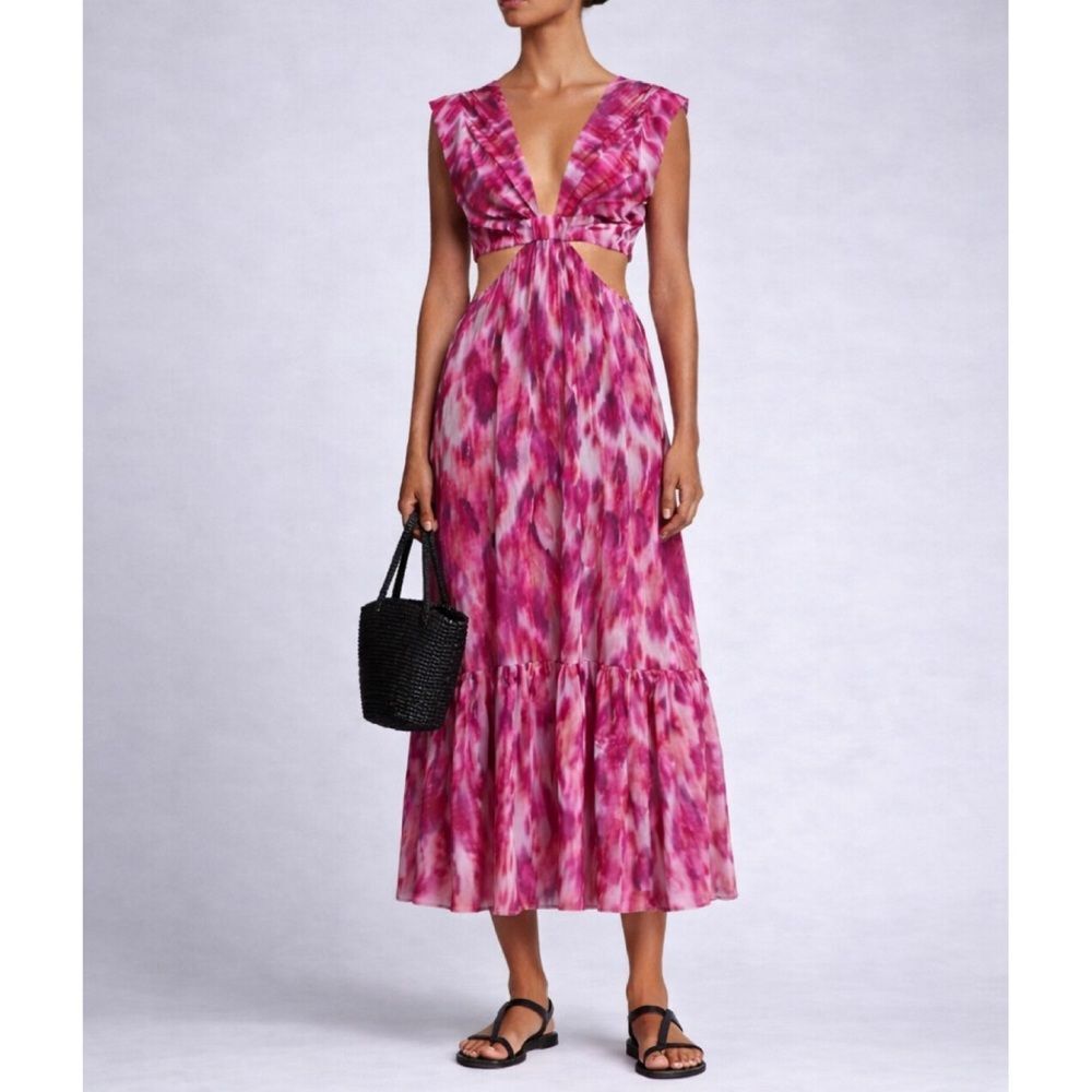 NEW Jason Wu Poplin Water Color Cut Out Maxi Dress